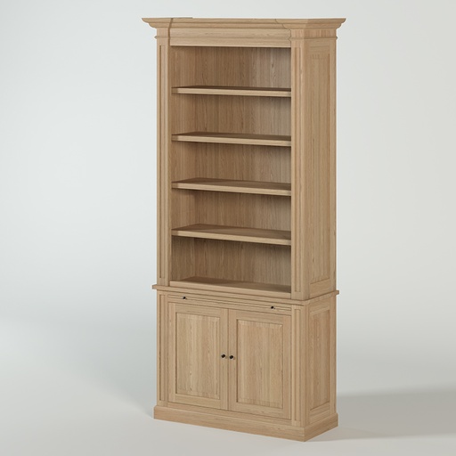 KAS0404-3 / Bookcase Nantes / 2 portes chêne / 1 tirette (115x46x240)