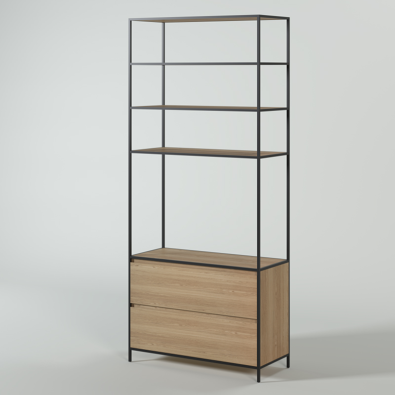 KAS0618-3 / Bookcase / 2 tiroirs / 3 étagères (100x42x230)